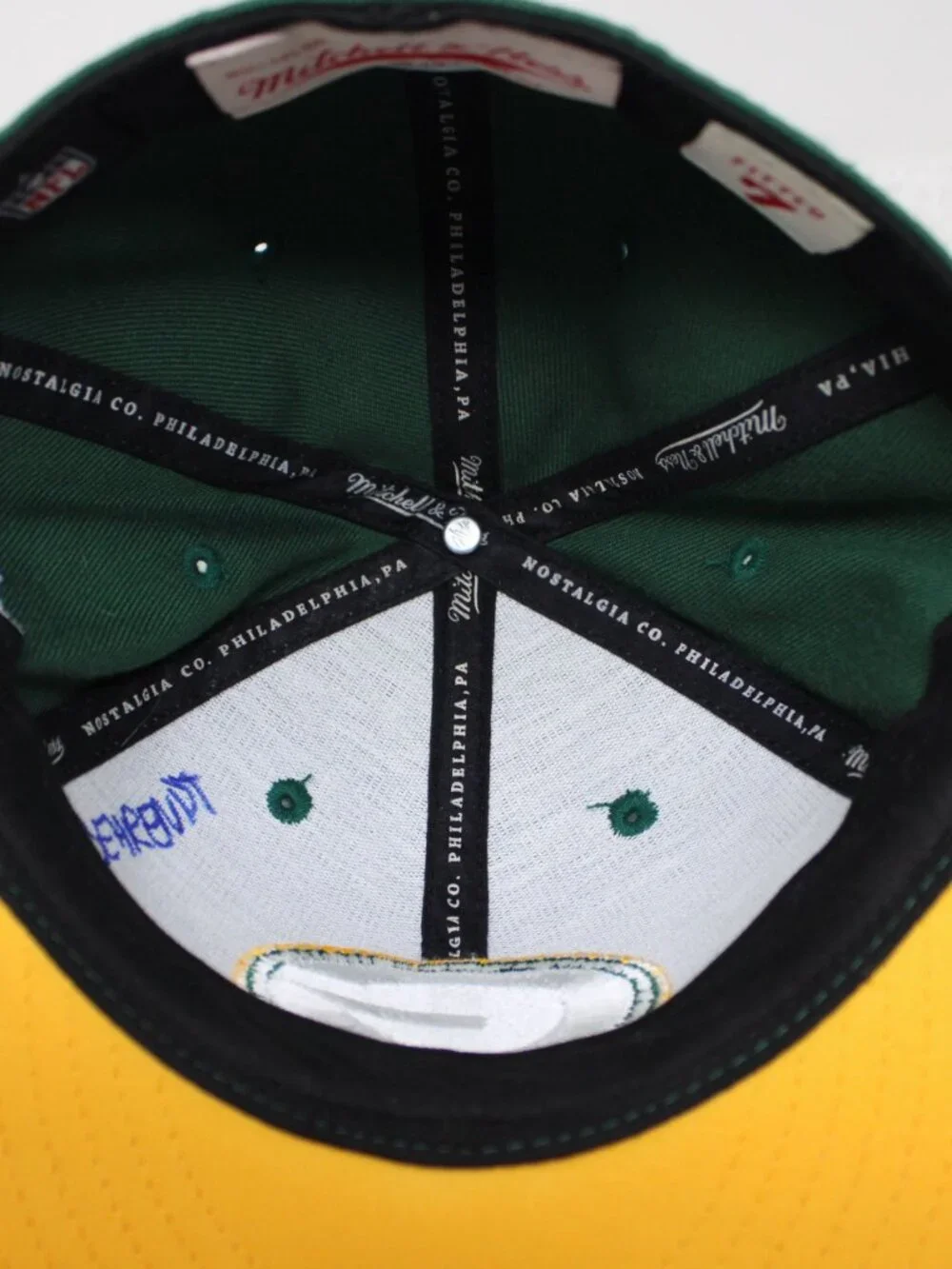 Green Bay Packers Hat Fitted 7 Green/Yellow Mitchell & Ness 100% Wool NFL Cap
